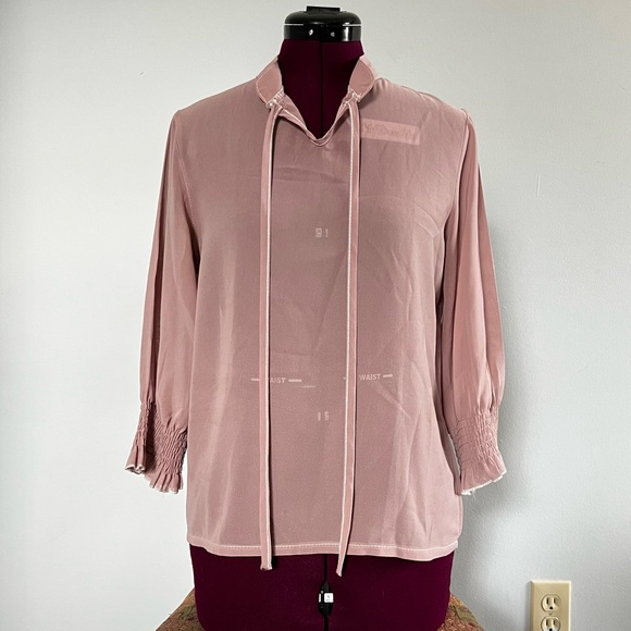 K-Fashion Tops - K-Fashion Sheer Pink Blouse, Sz M